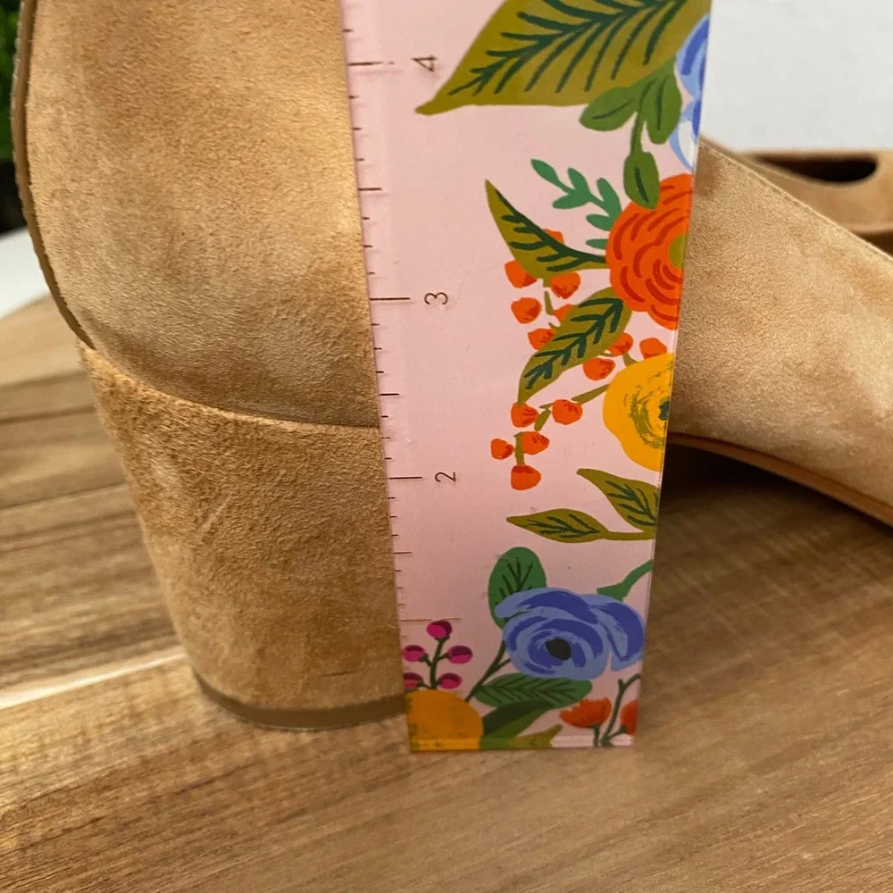 Margaux The Heel Tan Suede Block Heel Pumps Shoes Classic Quiet Luxury Size 11.5